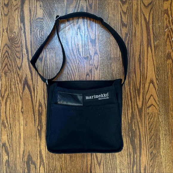 Marimekko Black Canvas Crossbody Messenger Bag